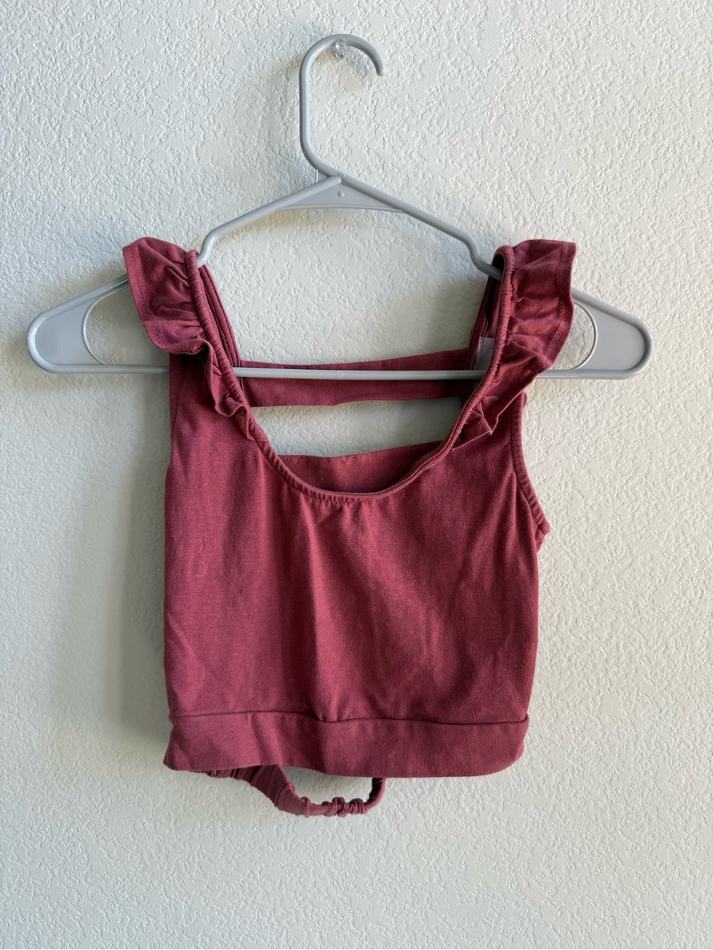 Women's Ruffled Strap Crop Top in Dusty Rose